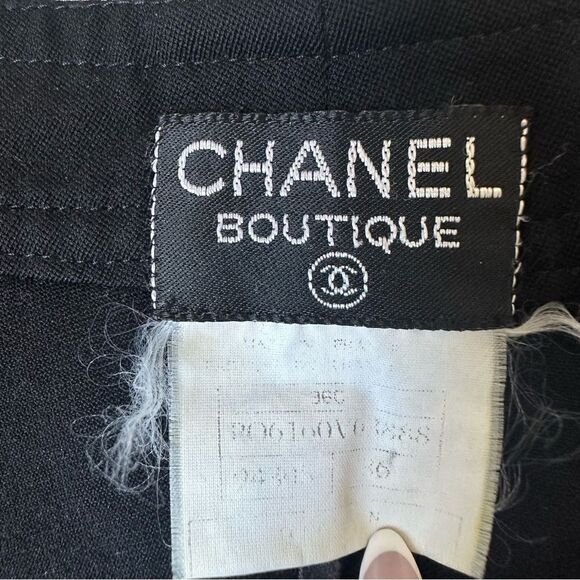 Vintage 80’s Chanel High Waisted Wide Leg Black Trousers - Picture 6 of 16